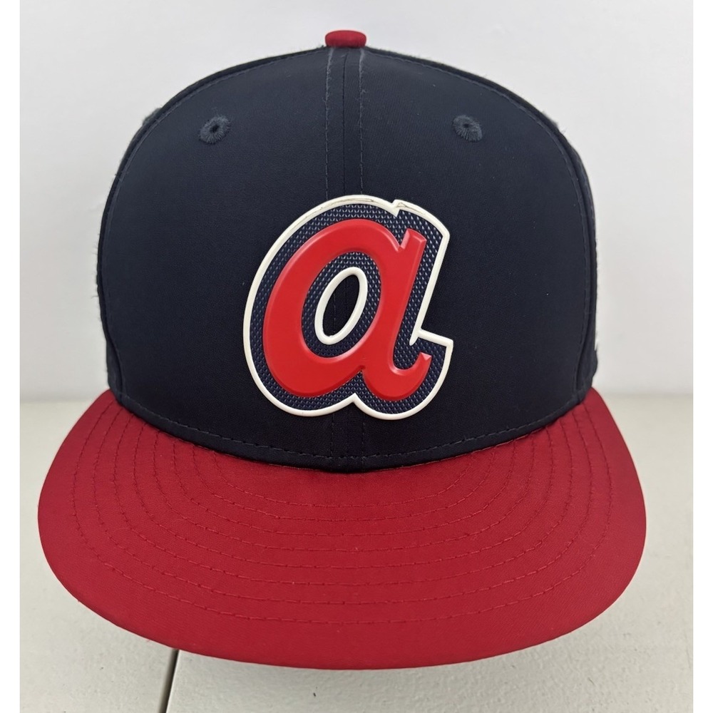 Atlanta Braves New Era 59Fifty Fitted 7 1/2 Hat Cap Navy Red Polyester MLB Z01